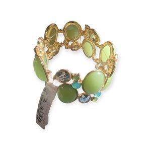 New York & Company Gold Bracelet with Green Accents